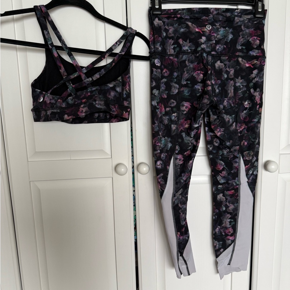 Lululemon Floral Print Sports Bra and Leggings Set
